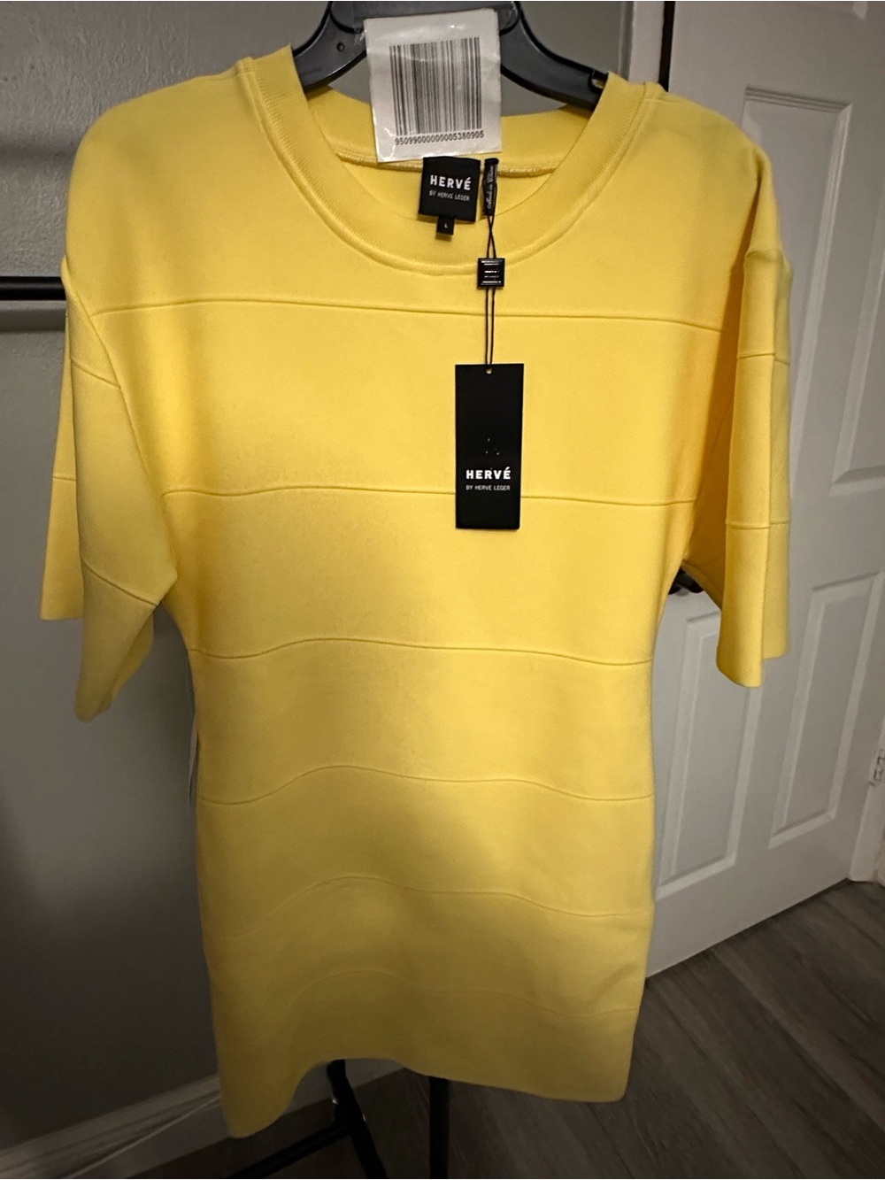 Hervé Leger - Yellow Short Sleeve Dress